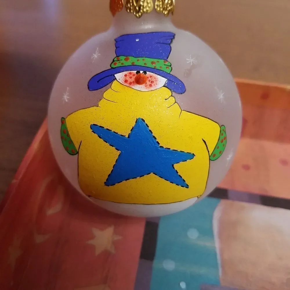 Set of 3  Hand painted 3D snowman ornaments. Aprox 8